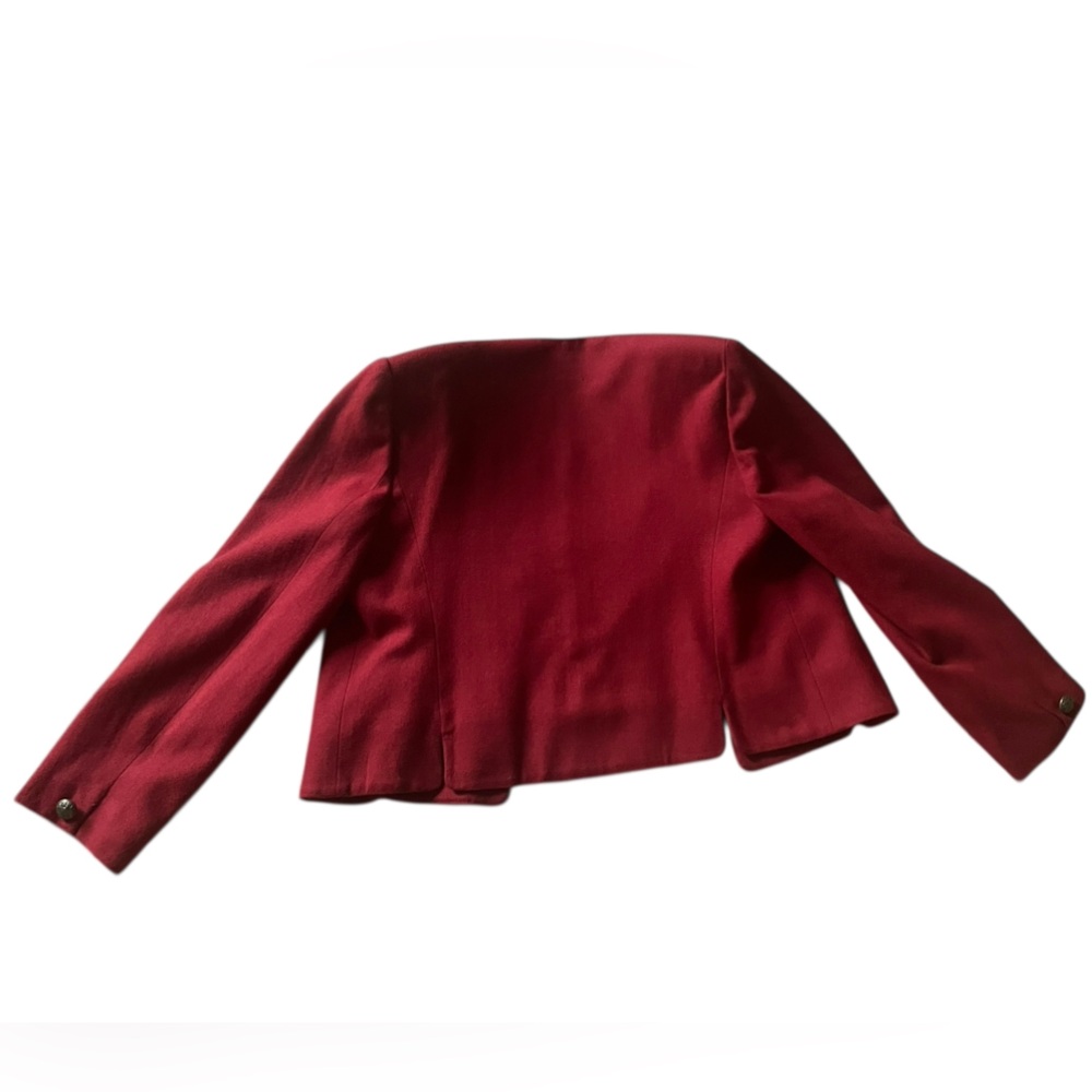Vintage Worthington Deep Wine Red Collarless Button Jacket - 16 - Picture 6 of 7